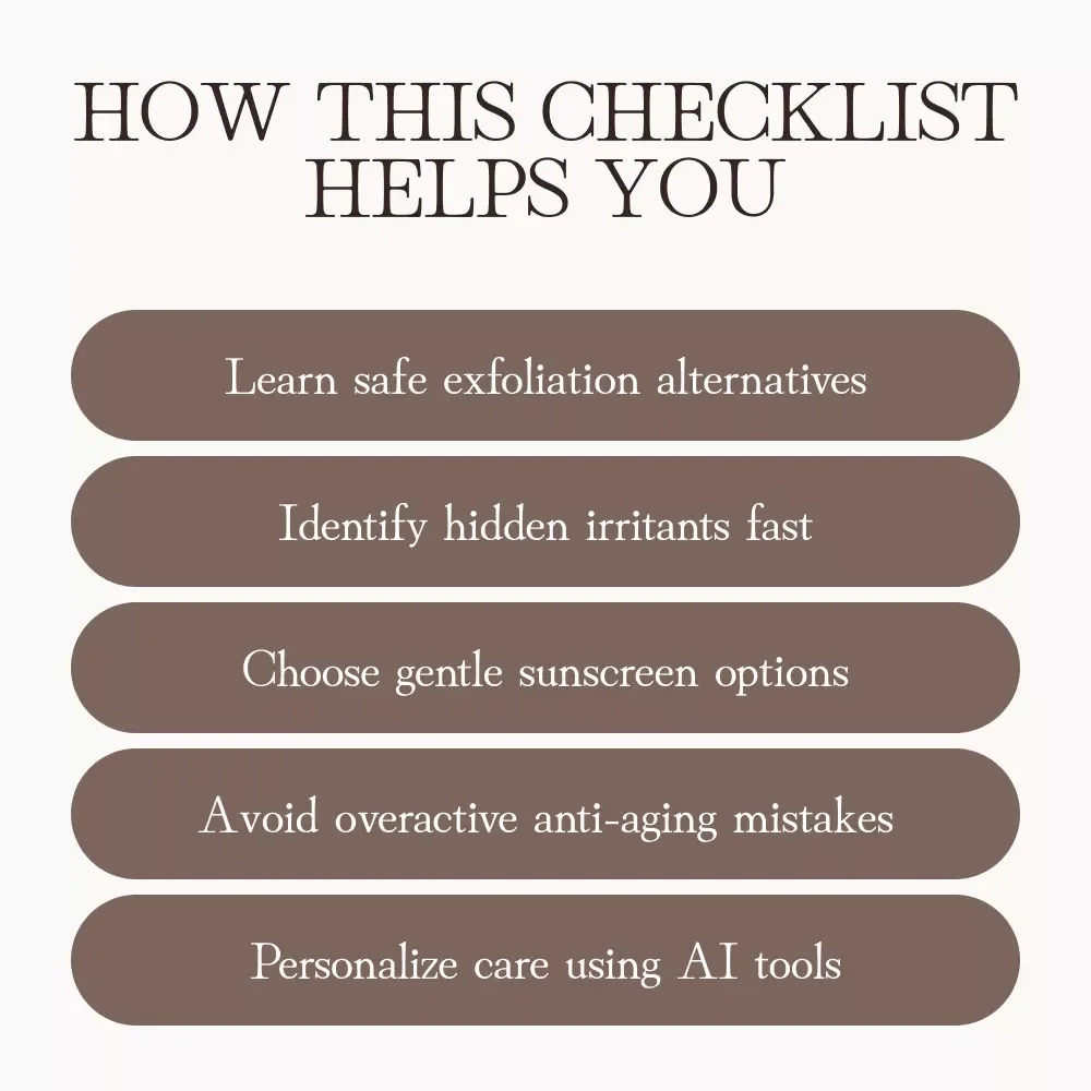 What to Avoid in Anti-Aging Skincare for Sensitive Skin | Printable Checklist | Skincare Ingredient Guide for Sensitive Skin & Anti-Aging Routine