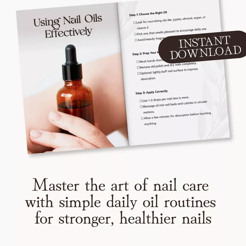Using Nail Oils Effectively Checklist | How to Use Nail Oils Effectively for Stronger, Healthier Nails | Digital Download Self-Care Routine Guide for Nail Growth & Cuticle Care