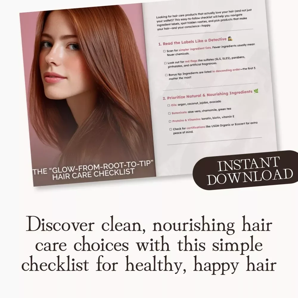 The “Glow-From-Root-to-Tip” Hair Care Checklist | Clean Beauty Guide for Choosing Hair Care Products with Clean Ingredients | Printable Digital Download for Conscious Hair Lovers
