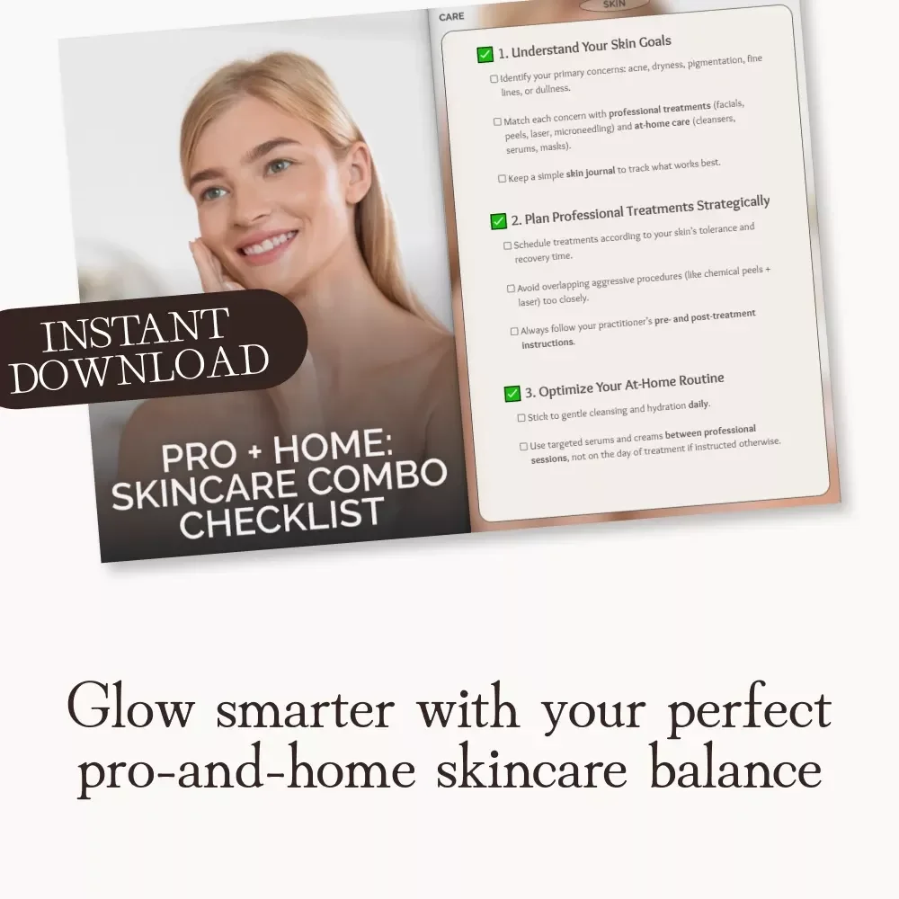 Pro + Home: Skincare Combo Checklist | How to Combine Professional Treatments with At-Home Skincare | Digital Skincare Routine Guide for Radiant, Healthy Skin