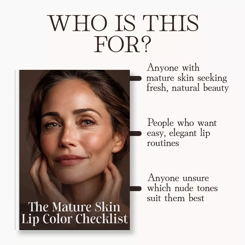 The Mature Skin Lip Color Checklist | Digital Download Guide for Nude Lip Colors That Suit Mature Skin | Printable Lip Color Matching & Makeup Prep Tips for Mature Beauty