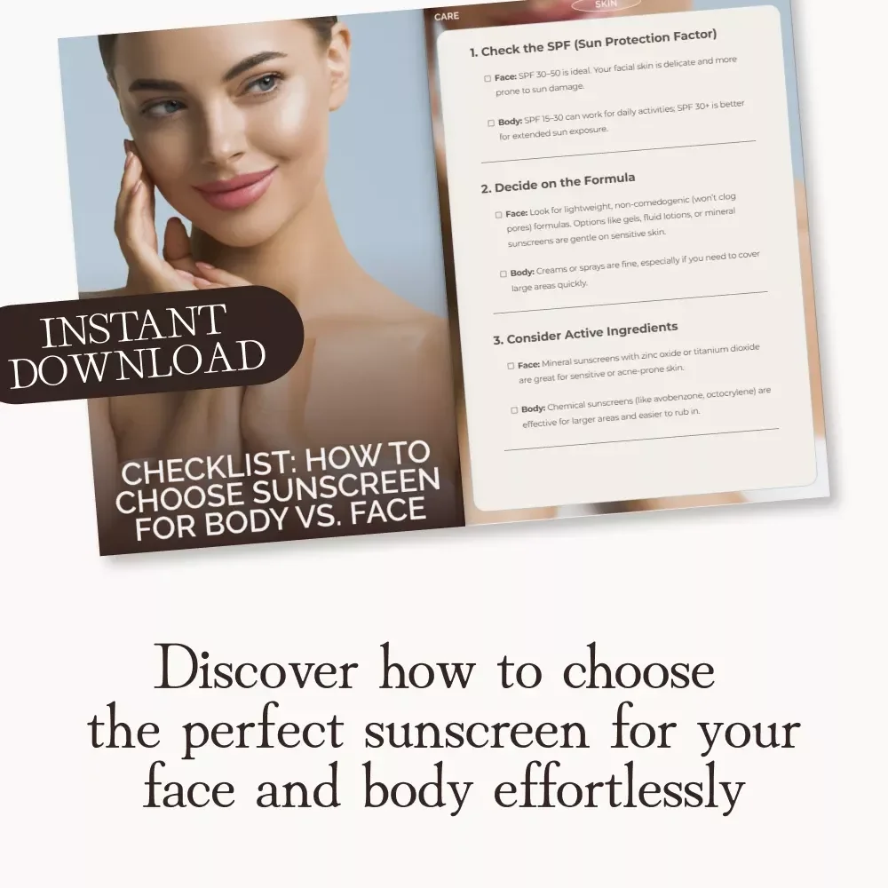 Checklist: How to Choose Sunscreen for Body vs. Face | Digital Skincare Guide | SPF Comparison & Sun Protection Tips