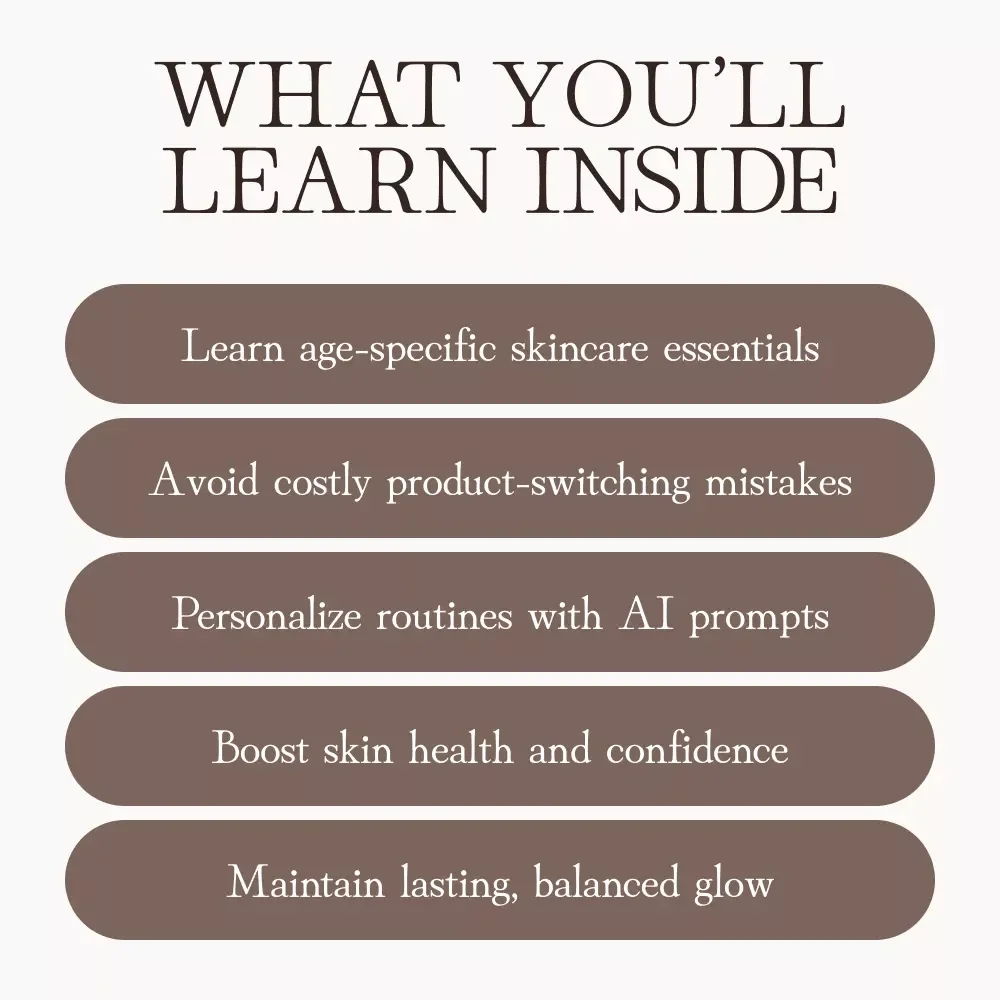 Clear Skin, Bright Future | Digital Skincare Guide for How to Transition from Acne Skincare to Aging Skincare | AI-Powered Routine Builder & Glow Boost Plan