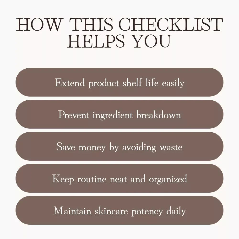 Skincare Storage Checklist: Keep Your Products Fresh & Effective | Printable Digital Download | Self-Care Organizer for Beauty Lovers | Best Way to Store Skincare Products