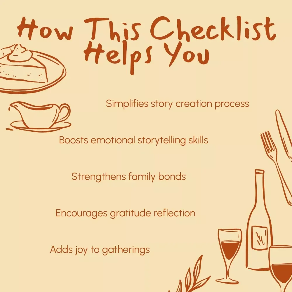 The Gratitude Storytelling Checklist | Digital Thanksgiving Guide for Meaningful Family Moments | Tips for Sharing Personal Stories of Gratitude