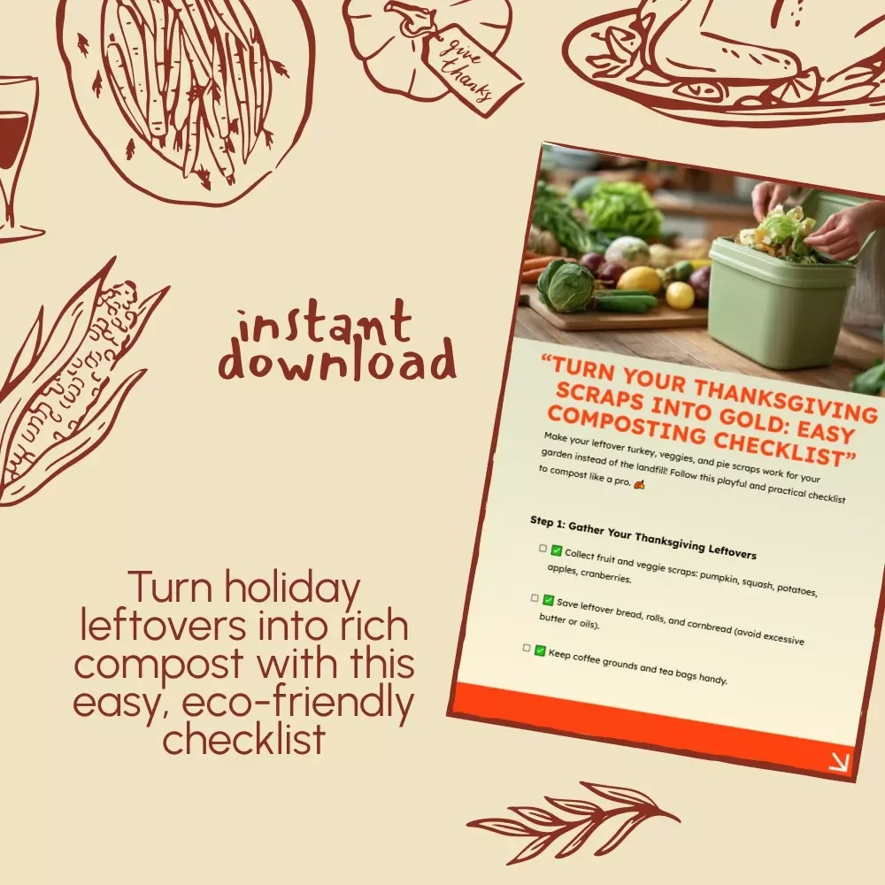 Turn Your Thanksgiving Scraps into Gold: Easy Composting Checklist | Eco-Friendly Guide on How to Compost Leftover Thanksgiving Food | Digital Download for Beginners