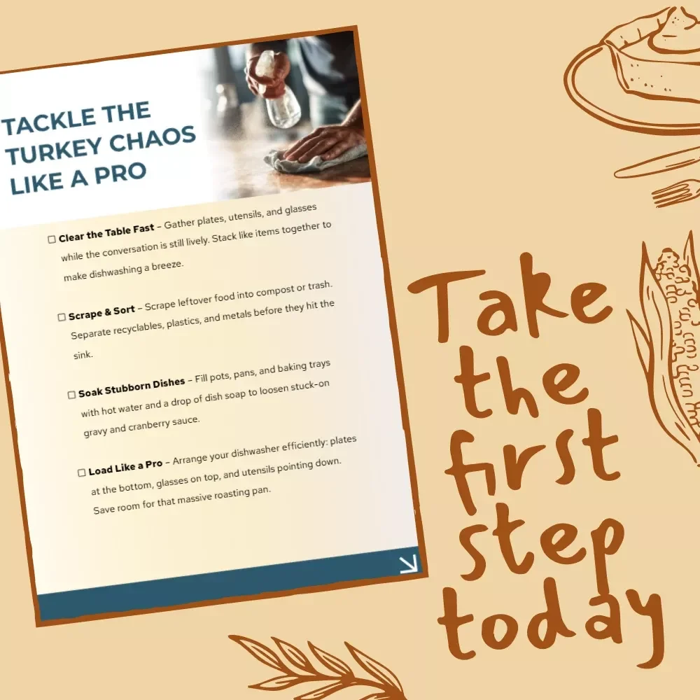 Tackle the Turkey Chaos – Thanksgiving Cleanup Checklist | Digital Download for Easy Post-Dinner Cleanup & Organization Tips
