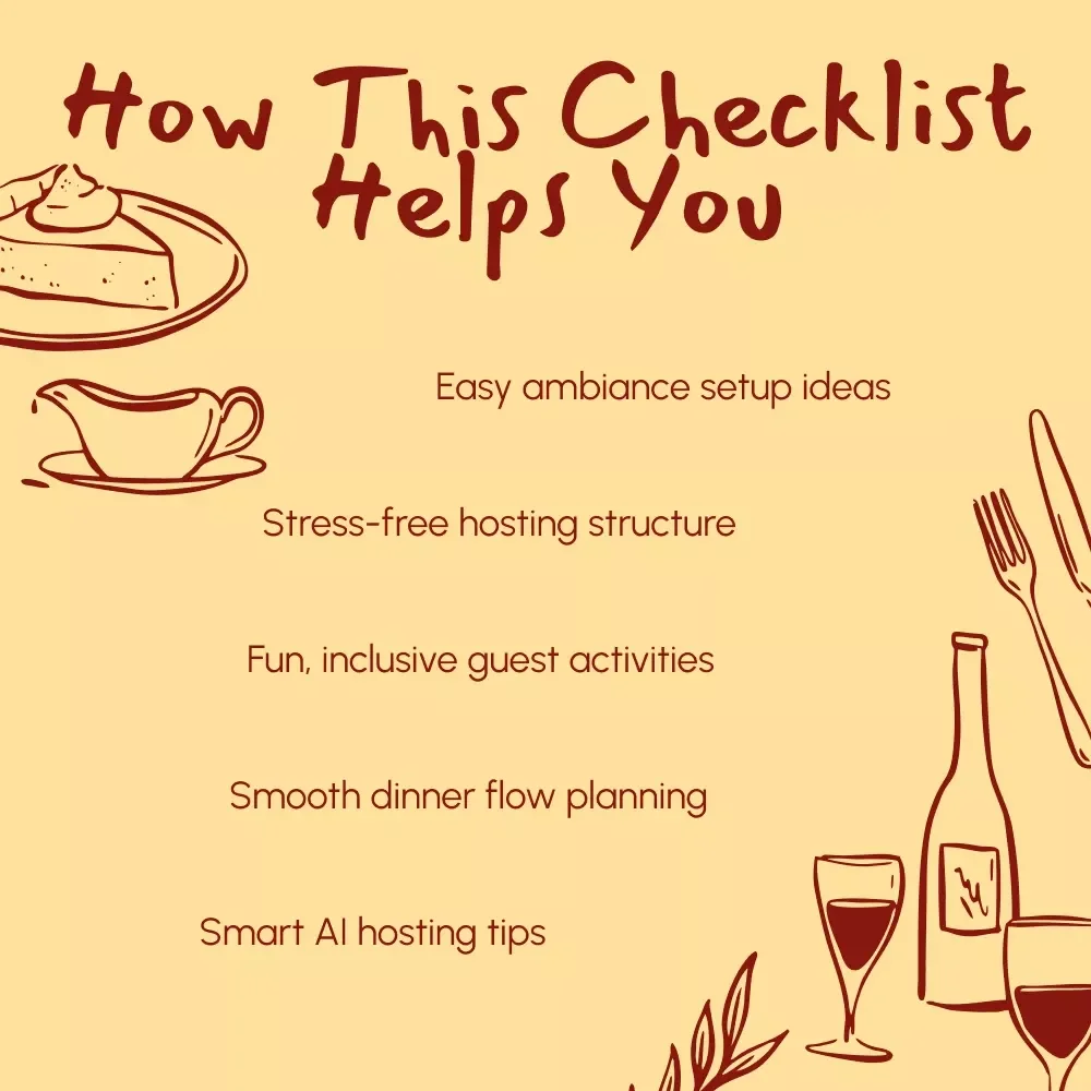 Thanksgiving Dinner Guest Entertainment Checklist | Printable Guide for How to Entertain Guests During Thanksgiving Dinner | Holiday Hosting Digital Download