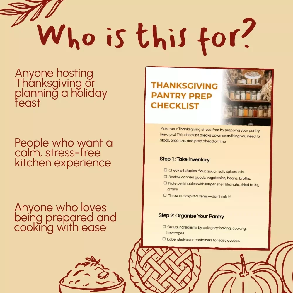 Thanksgiving Pantry Prep Checklist | Digital Download | Holiday Organization Guide | Printable Kitchen Checklist for Stress-Free Thanksgiving Cooking & Meal Planning
