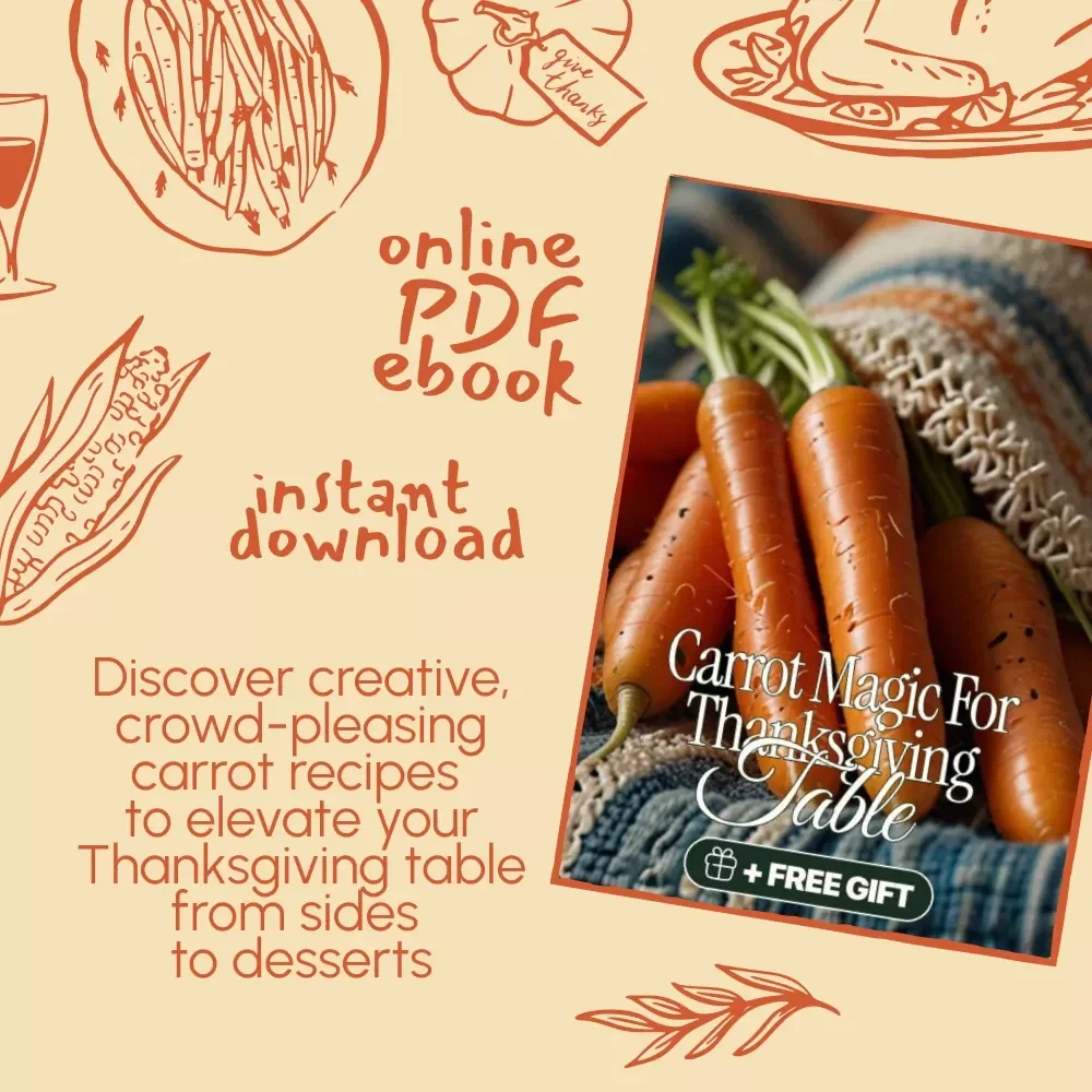 Carrot Magic for Thanksgiving Table | Ebook Guide to Carrot Recipes for Thanksgiving – Delicious Side Dishes, Mains, Soups & Desserts