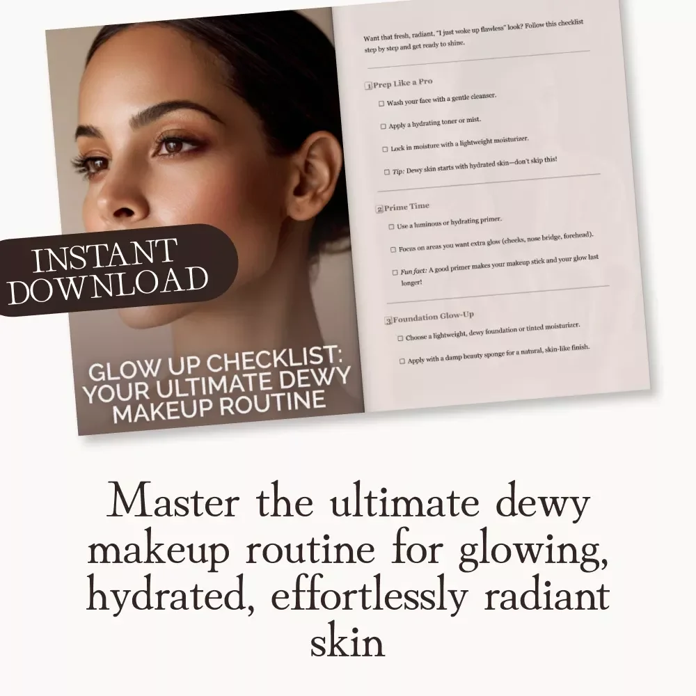 Glow Up Checklist: Your Ultimate Dewy Makeup Routine | Radiant Skin eBook | Flawless Glowy Makeup Guide | Hydrating Skin Prep & Beauty Routine Digital Download