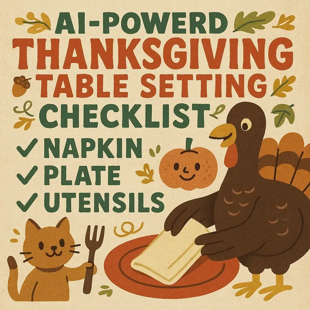 AI-Powered Thanksgiving Table Setting Checklist | How to Use AI for Thanksgiving Table Settings | Printable Digital Download for Effortless Holiday Decor