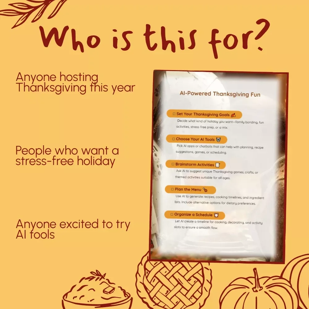 AI-Powered Thanksgiving Fun | How to Use AI to Plan Intentional Thanksgiving Activities | Printable Digital Checklist for Family Holiday Planning