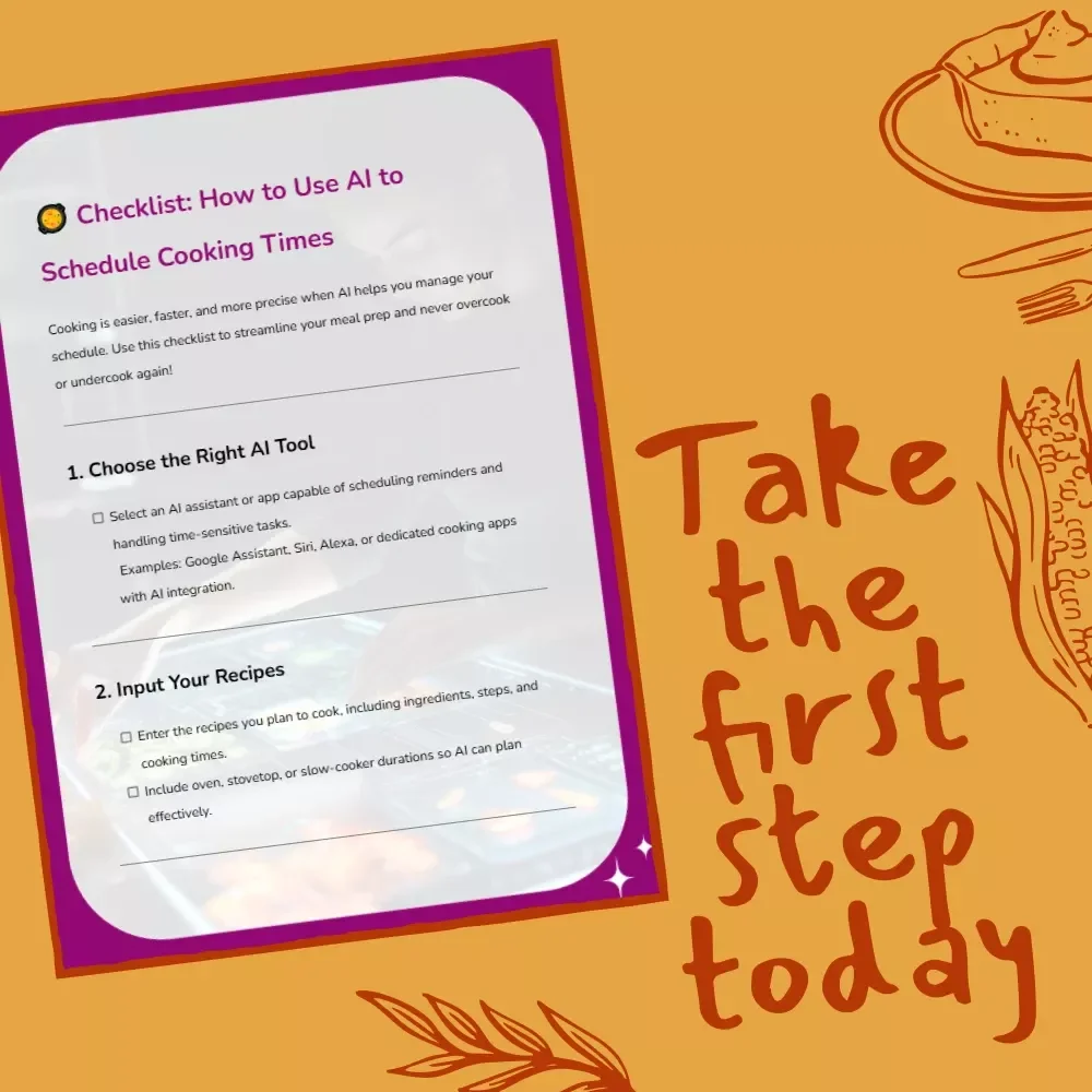 Checklist: How to Use AI to Schedule Cooking Times | Smart Kitchen Planner | Digital Download | AI Cooking Guide for Busy Home Chefs