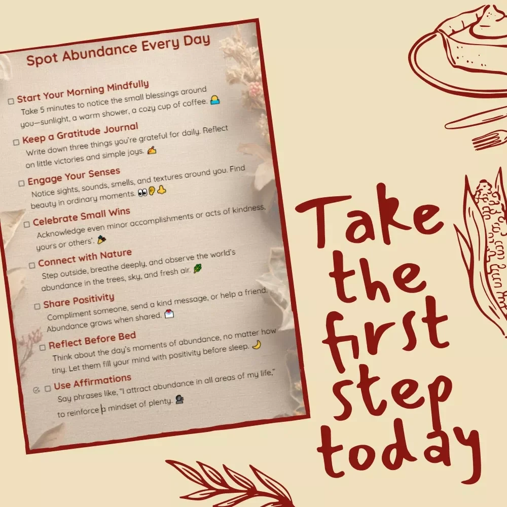 Spot Abundance Every Day Checklist | Digital Download for Mindful Living, Gratitude Practice & How to Notice Abundance in Everyday Life