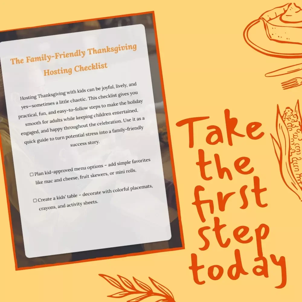The Family-Friendly Thanksgiving Hosting Checklist | Printable Digital Download for Parents | Easy Tips for Hosting Thanksgiving with Kids