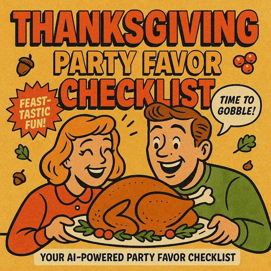 Your AI-Powered Thanksgiving Party Favor Checklist | Printable Digital Download | Holiday Planning eBook for Creative Thanksgiving Party Favors