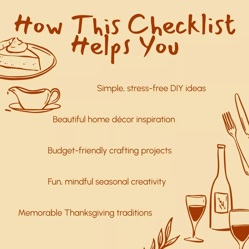 Thanksgiving Crafts for Adults – Easy & Fun Checklist | DIY Fall Décor Ideas, Printable Craft Guide for Thanksgiving Activities, Digital Download