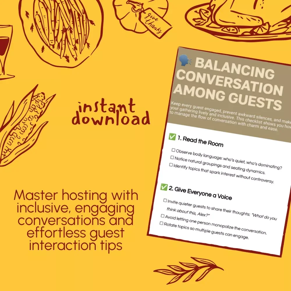 Balancing Conversation Among Guests – Digital Guide, eBook & Checklist for Hosting, Icebreakers, and Engaging Group Discussions
