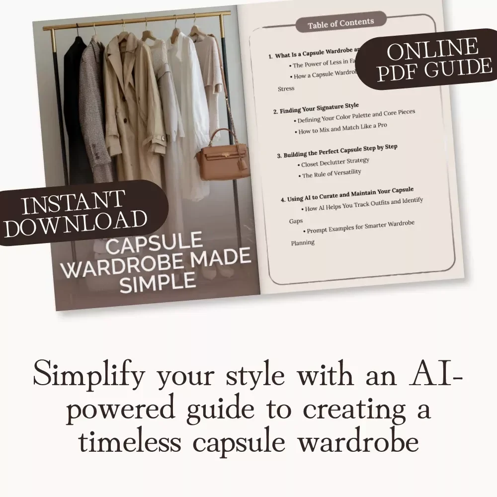 Capsule Wardrobe Made Simple | Minimalist Fashion eBook | Digital Guide to Curating Your Timeless Style | AI-Powered Wardrobe Planner | Sustainable Closet Checklist Download