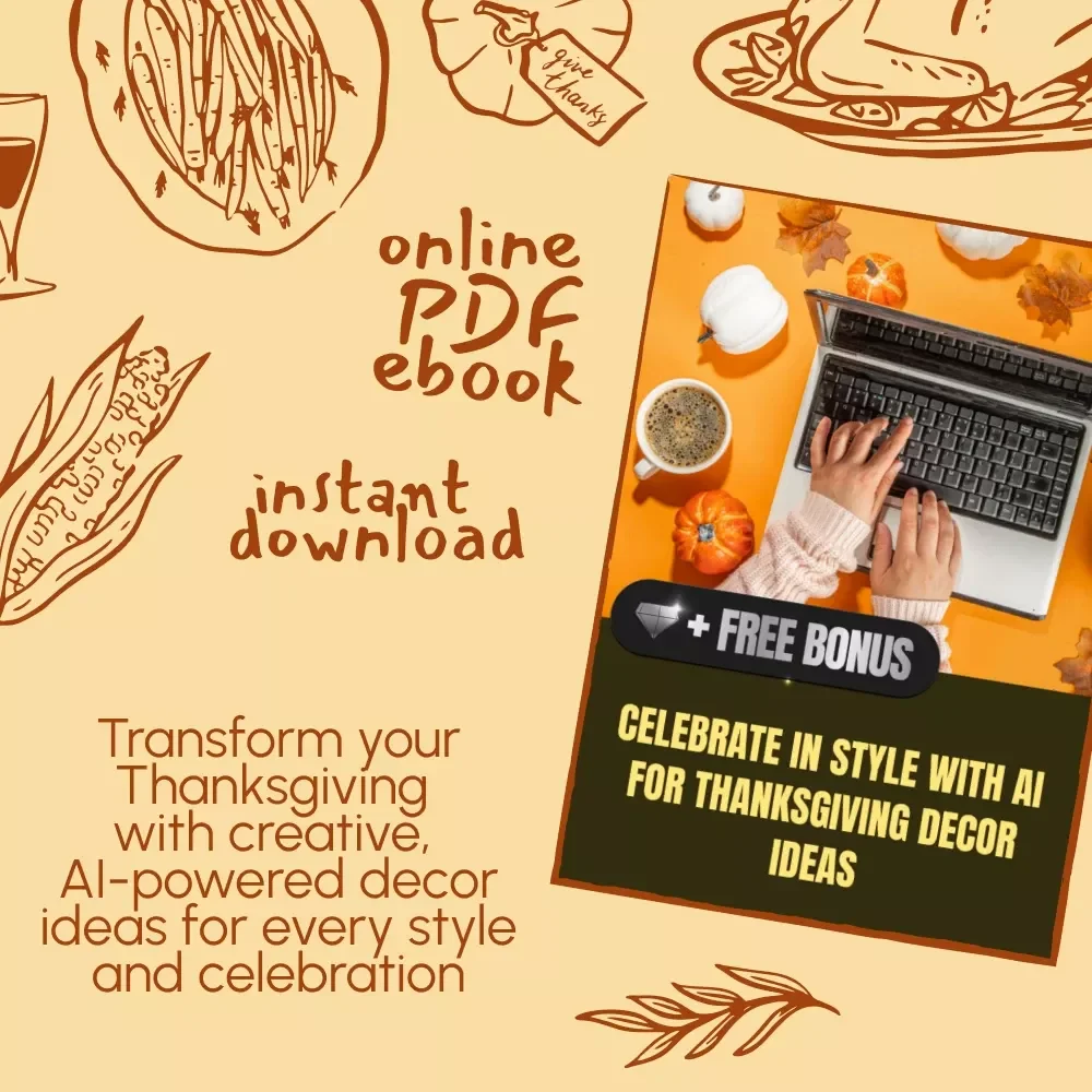 Celebrate in Style With AI for Thanksgiving Decor Ideas | Digital eBook Guide for AI-Powered Home Styling Inspiration | Learn the Best Way to Use AI for Thanksgiving Decor Ideas