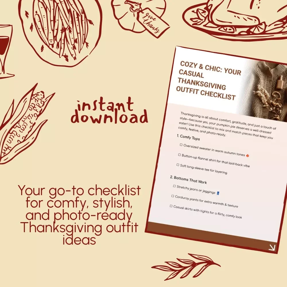 Cozy & Chic: Your Casual Thanksgiving Outfit Checklist | Fall Fashion Guide | Digital Download for Effortless Casual Thanksgiving Outfits