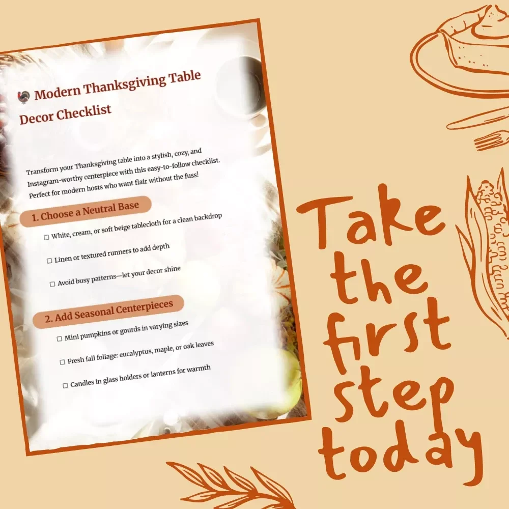 Modern Thanksgiving Table Decor Checklist | Minimalist Holiday Table Styling Guide | Digital Download for Modern Thanksgiving Table Decor