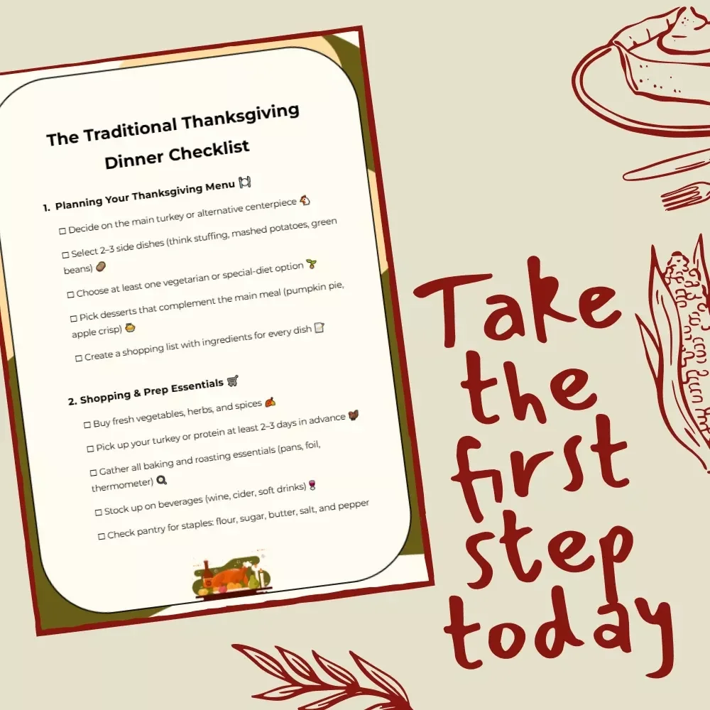 The Traditional Thanksgiving Dinner Checklist | Printable Holiday Meal Planner | Digital Download for Easy Traditional Thanksgiving Dinner Prep