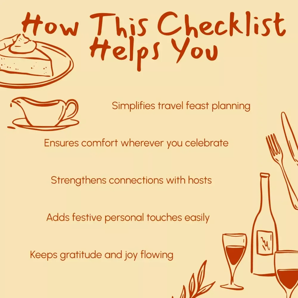 Your Checklist for Celebrating Thanksgiving Away From Home | Printable Travel Thanksgiving Planner | Digital Download Guide for How to Celebrate Thanksgiving Away From Home | Holiday Organization Checklist for Travelers