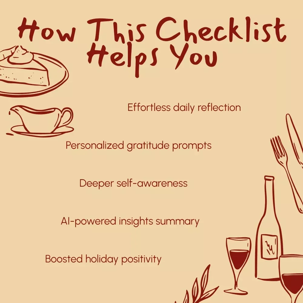 AI-Powered Thanksgiving Reflection Checklist | Digital Download | Gratitude Journal Guide | How to Use AI to Generate Thanksgiving Reflection Prompts | Mindful Holiday Planning Tool