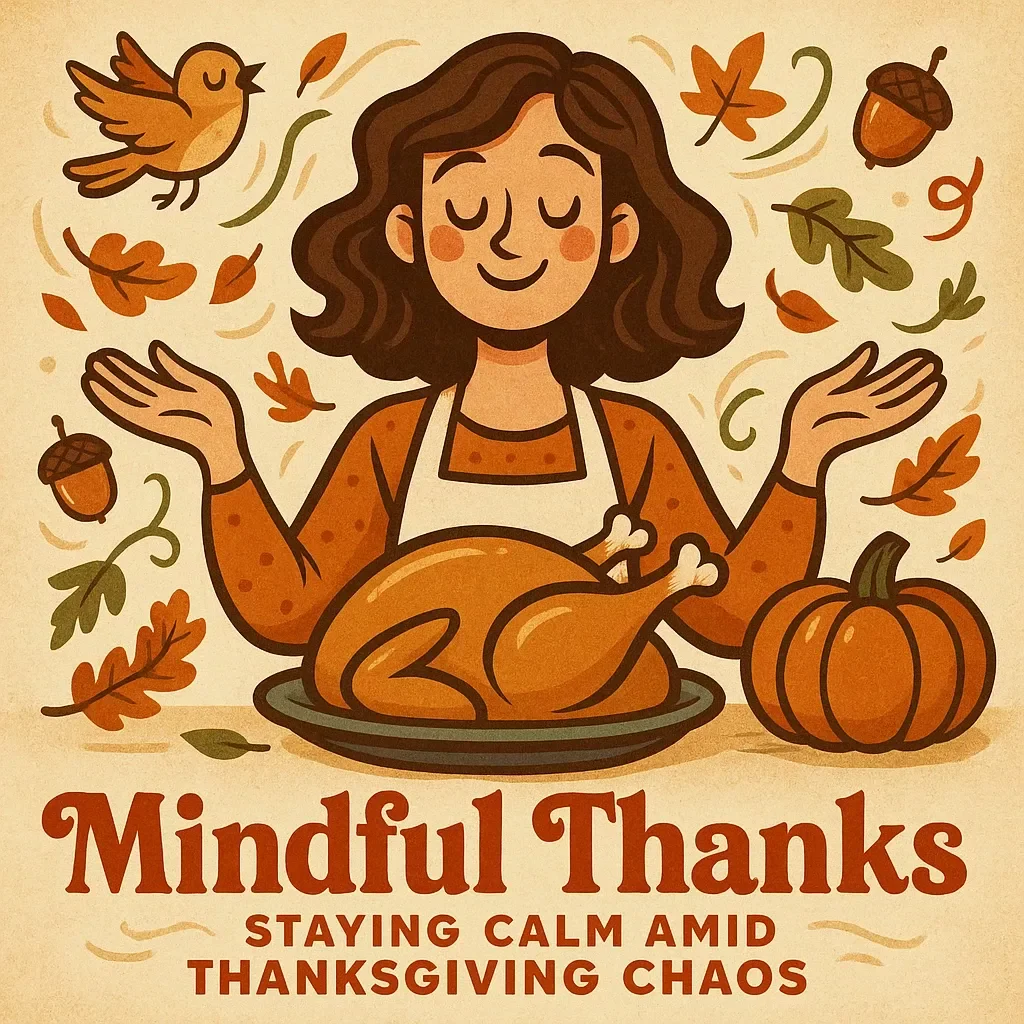 Mindful Thanks: Staying Calm Amid Thanksgiving Chaos | Digital Mindfulness Guide for Holiday Stress Relief | How to Stay Mindful During Thanksgiving Stress | Printable & Instant Download