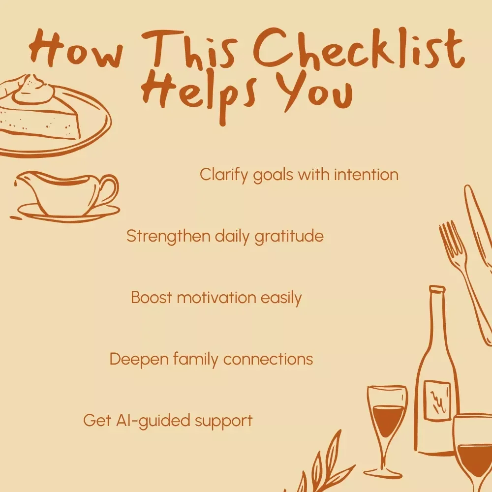 The Thankful Intentions Checklist | Printable Guide for How to Set Intentions During Thanksgiving | Gratitude & Mindfulness Digital Download for Personal Growth