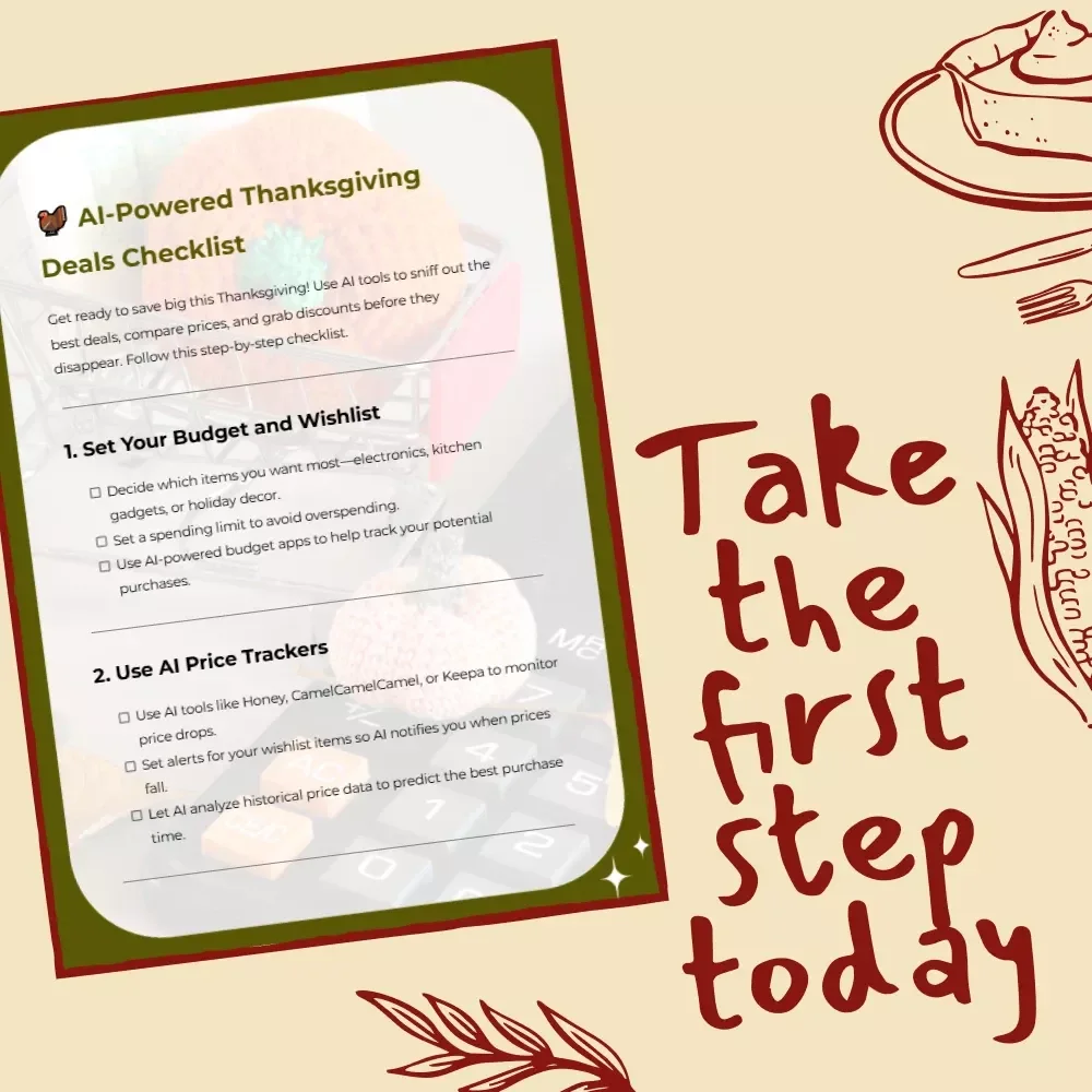AI-Powered Thanksgiving Deals Checklist | Digital Download | How to Use AI to Find Thanksgiving Deals | Black Friday & Cyber Monday Savings Planner