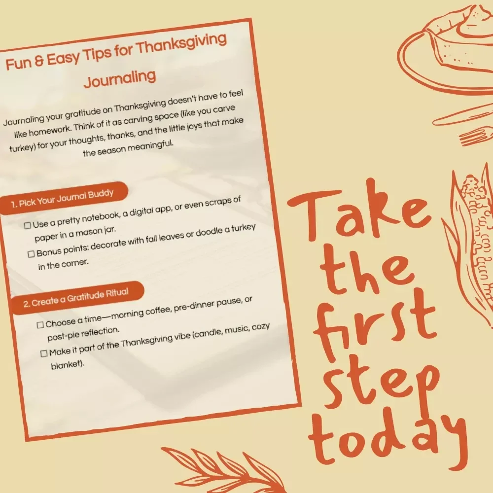 Fun & Easy Tips for Thanksgiving Journaling | Gratitude Journal Guide | Digital Download eBook for Holiday Reflection, Mindfulness & Thankful Writing Prompts