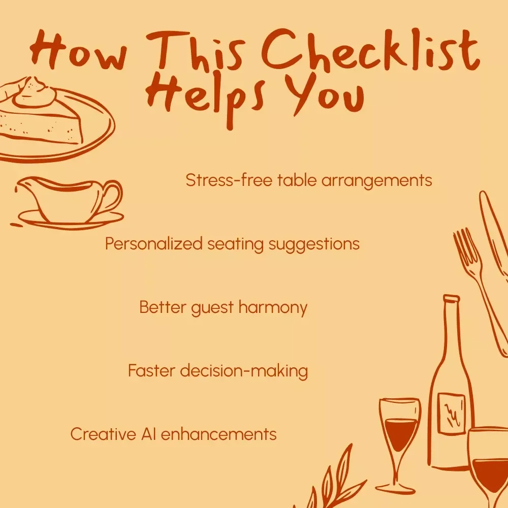 AI-Powered Thanksgiving Seating Chart Checklist | Digital Download | How to Use AI to Plan Thanksgiving Seating Chart | Holiday Hosting Guide