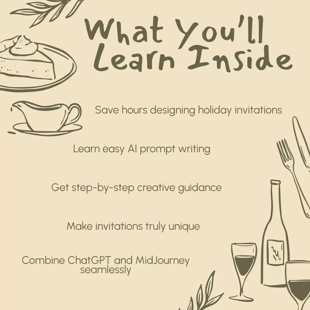 Feast of Creativity: AI Thanksgiving Invitations | Digital Download Guide for Stunning AI-Generated Holiday Invites | ChatGPT & MidJourney Thanksgiving Invitation eBook, Printable, and Checklist