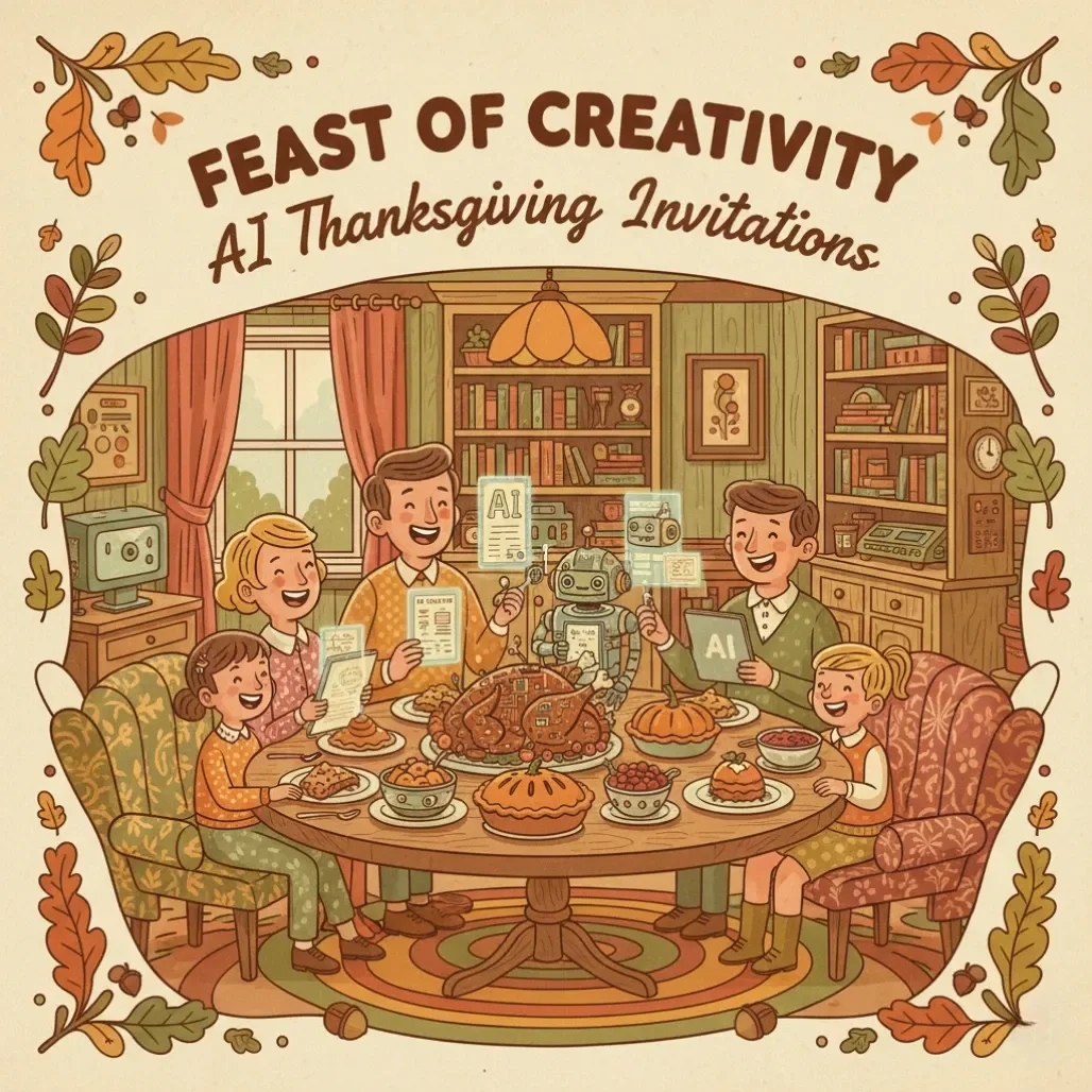 Feast of Creativity: AI Thanksgiving Invitations | Digital Download Guide for Stunning AI-Generated Holiday Invites | ChatGPT & MidJourney Thanksgiving Invitation eBook, Printable, and Checklist