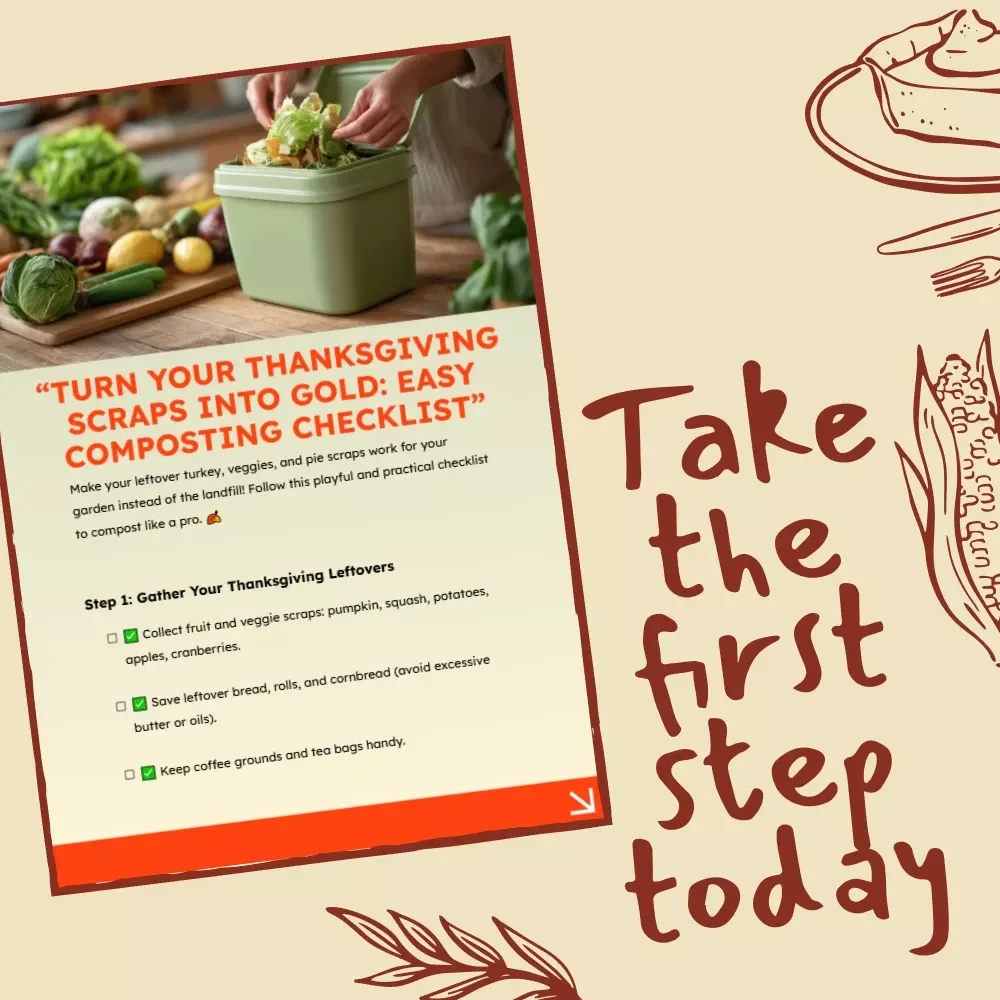 Turn Your Thanksgiving Scraps into Gold: Easy Composting Checklist | Eco-Friendly Guide on How to Compost Leftover Thanksgiving Food | Digital Download for Beginners