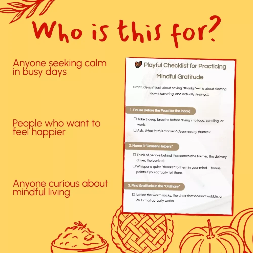Playful Checklist for Practicing Mindful Gratitude | Digital Download Guide for Everyday Thankfulness & Joy | Printable Gratitude Journal Companion | What Does Mindful Gratitude Look Like