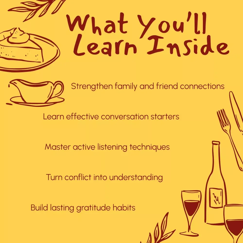 Tips for Meaningful Conversations at Thanksgiving | Digital Download eBook & Conversation Guide for Families, Friends & Gatherings | Thanksgiving Connection & Reflection Journal