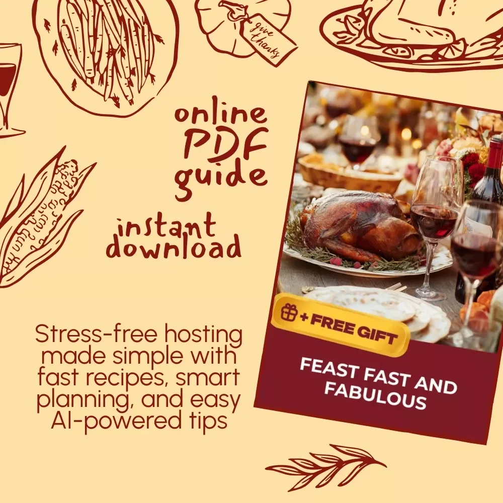 Feast Fast and Fabulous | Ultimate Last-Minute Thanksgiving Hosting Hacks Guide for Stress-Free Entertaining, Quick Recipes & AI Planning Tips | Printable Digital Download