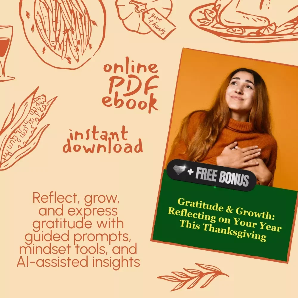 Gratitude & Growth: Reflecting on Your Year This Thanksgiving | Digital eBook Guide for Self-Reflection, Gratitude Journaling, and Personal Growth | How to Reflect on the Year During Thanksgiving