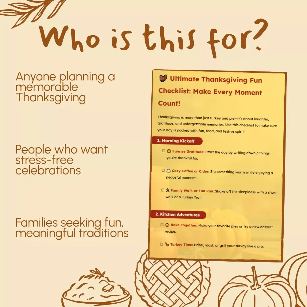 Ultimate Thanksgiving Fun Checklist: Make Every Moment Count | Printable Thanksgiving Activities, Family Games & Things to Do on Thanksgiving Guide