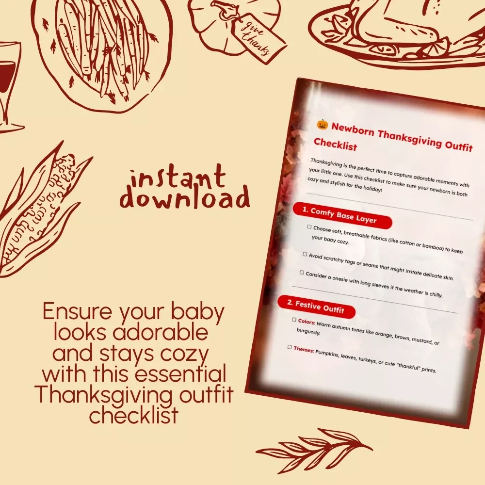 Newborn Thanksgiving Outfit Checklist | Cozy & Stylish Baby Holiday Guide | Printable Digital Download for New Parents | Fall Baby Outfit Planner | newborn thanksgiving outfit