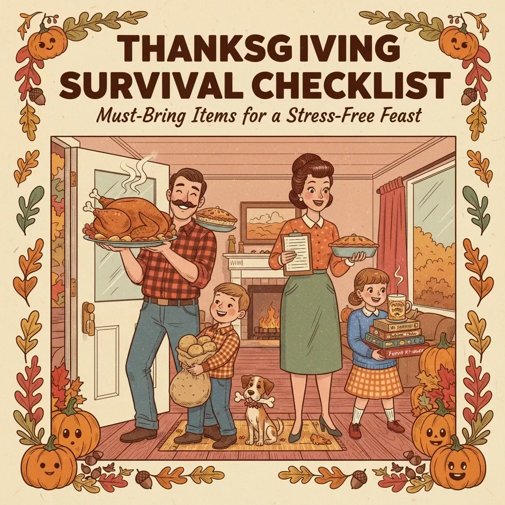Thanksgiving Survival Checklist: Must-Bring Items for a Stress-Free Feast | Printable Holiday Guide | things to bring to thanksgiving | Digital Download for Organized Hosts & Guests