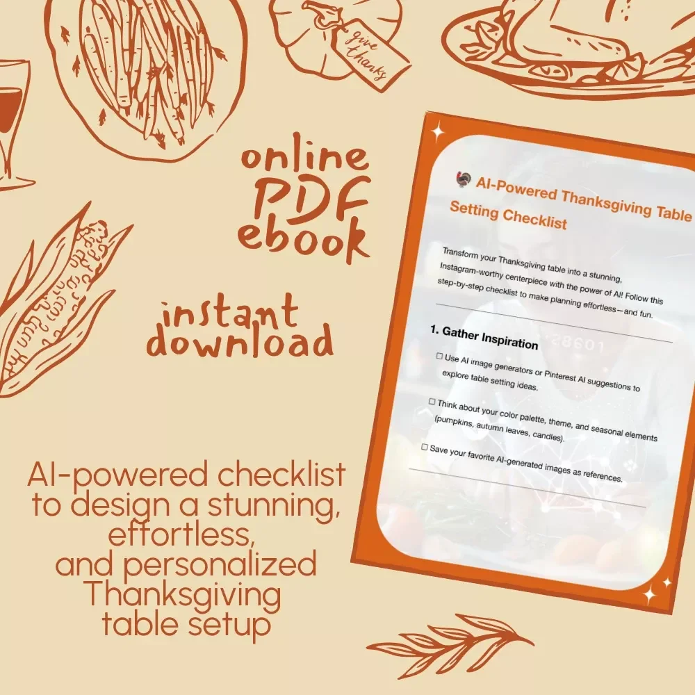 AI-Powered Thanksgiving Table Setting Checklist | How to Use AI for Thanksgiving Table Settings | Printable Digital Download for Effortless Holiday Decor