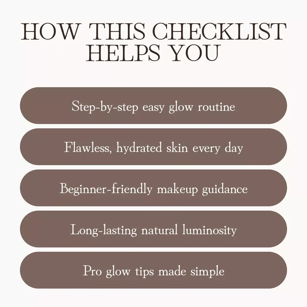 Glow Up Checklist: Your Ultimate Dewy Makeup Routine | Radiant Skin eBook | Flawless Glowy Makeup Guide | Hydrating Skin Prep & Beauty Routine Digital Download