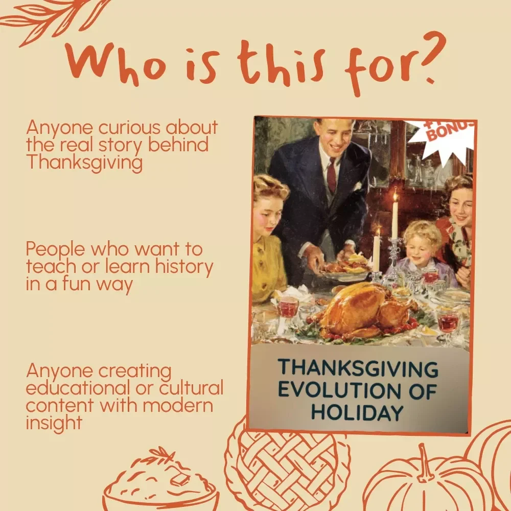 Thanksgiving Evolution of Holiday – Digital History eBook | Explore Origins, Traditions & Modern Culture | Educational Thanksgiving Guide for Teachers, Students & History Lovers