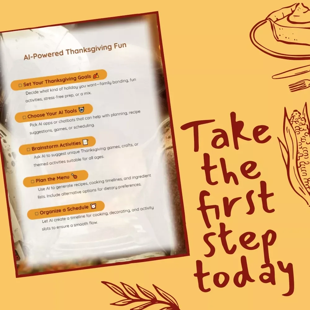 AI-Powered Thanksgiving Fun | How to Use AI to Plan Intentional Thanksgiving Activities | Printable Digital Checklist for Family Holiday Planning