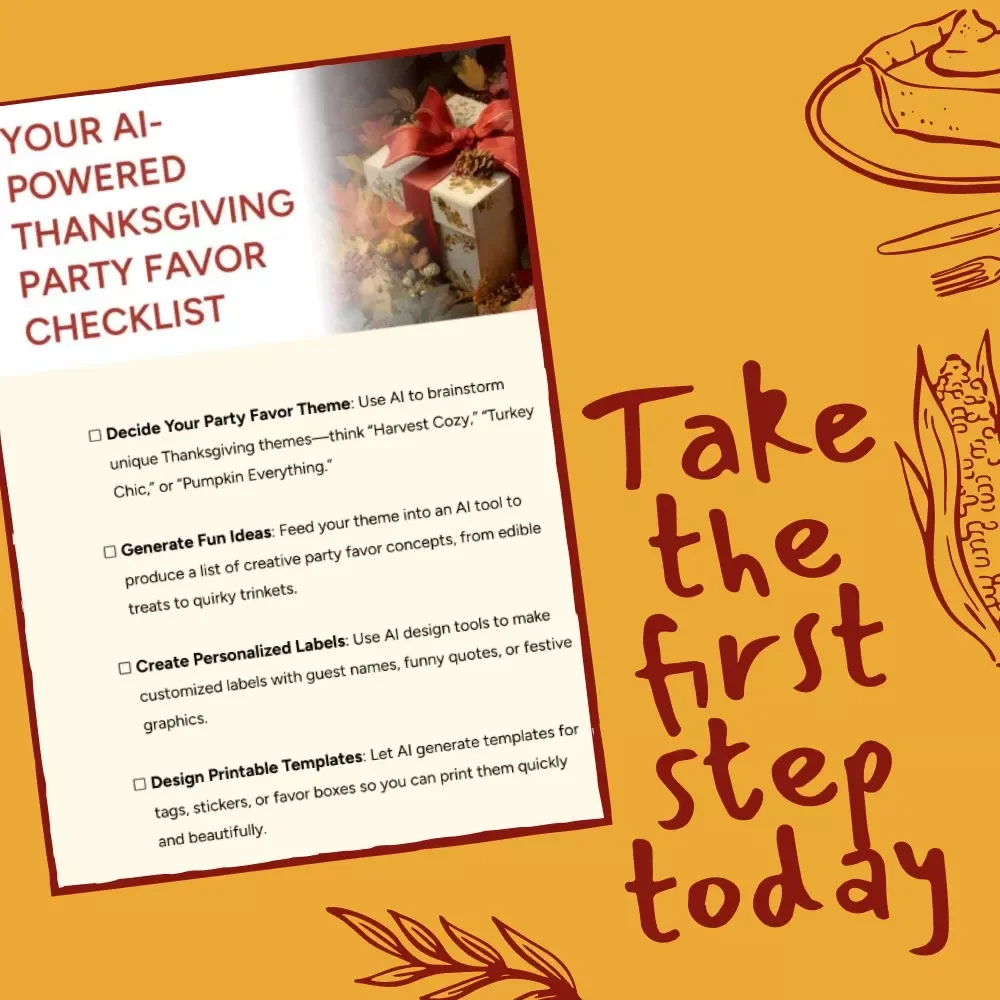 Your AI-Powered Thanksgiving Party Favor Checklist | Printable Digital Download | Holiday Planning eBook for Creative Thanksgiving Party Favors